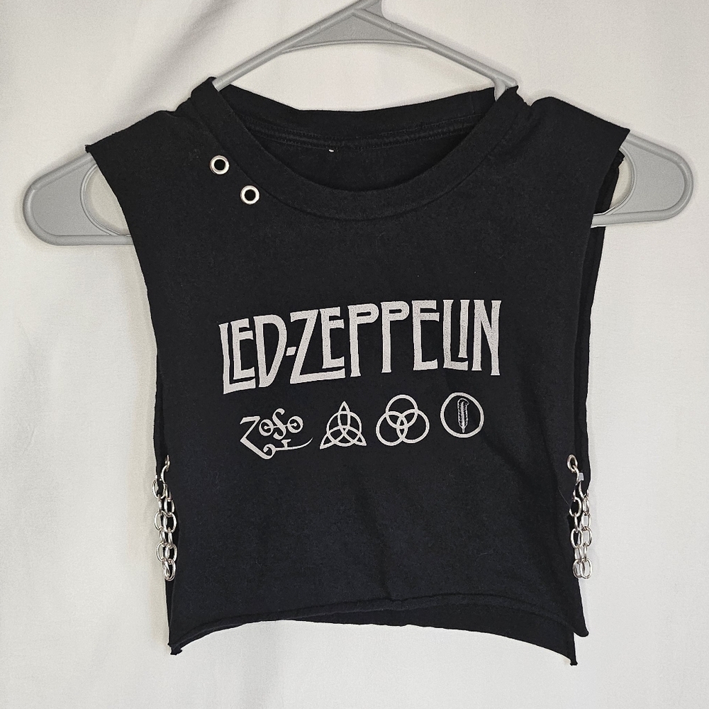 Led Zepplin Top Reworked Hot Topic Open Side Alt XS